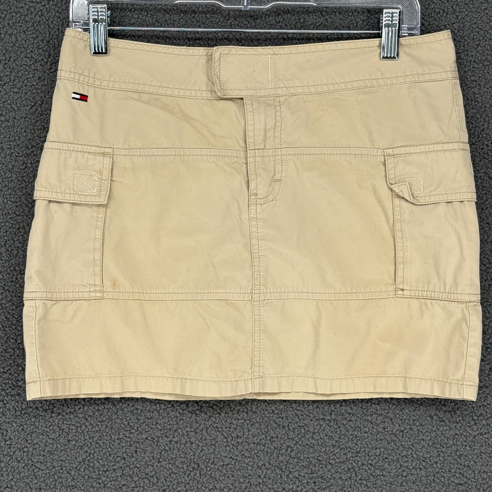 Tommy Jeans Khaki Cargo Mini Skirt Tan Cotton Utility Y2K Size 7